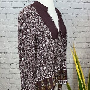 HINGE Bohemian Top Indian Block Print, Size S